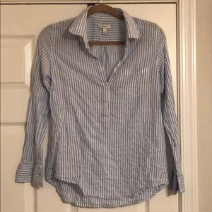 J. Crew striped cotton half-button down shirt
